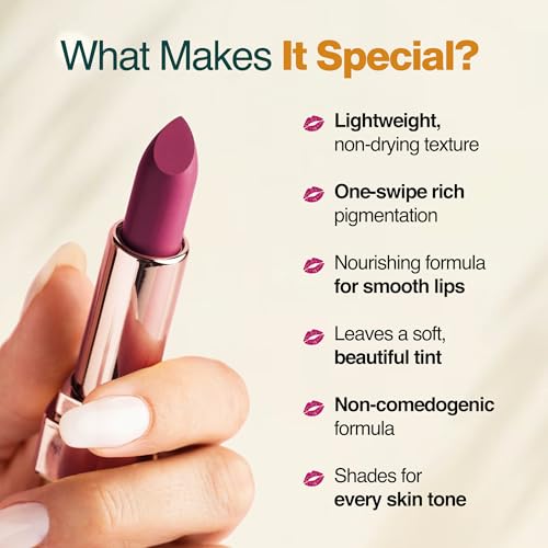 NOURISH MANTRA Creamy Matte Lipstick - Jamun Crush | Non-drying, Highly Pigmented | Matte Finish | Enriched with Castor Oil & Vitamin E | Lipstick for Women | 4 g
