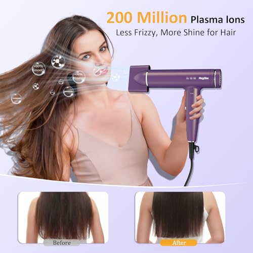 Heylike High-Speed Plasma Ionic Hair Dryer 1500W Foldable Purple