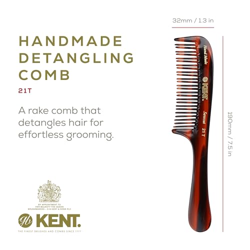 Kent 21T Large Detangling Wide Tooth Comb 3 Pack Tortoiseshell - Handmade