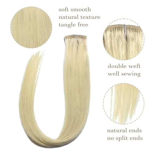 Light Platinum Blonde Clip-In Hair Extensions 18 Inch 5PCS Remy Human Hair - Variation 60A