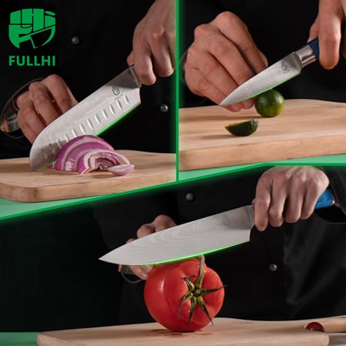 15-Piece Japanese Knife Set with Magnetic Wood Block, Stainless Steel Blades