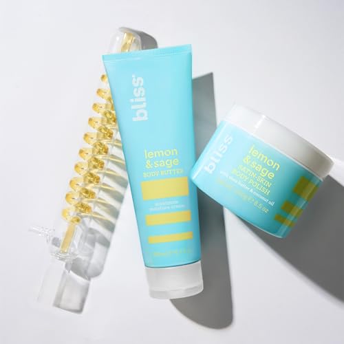Lemon & Sage Body Scrub and Body Butter Duo - Vegan, Hydrating, Exfoliating