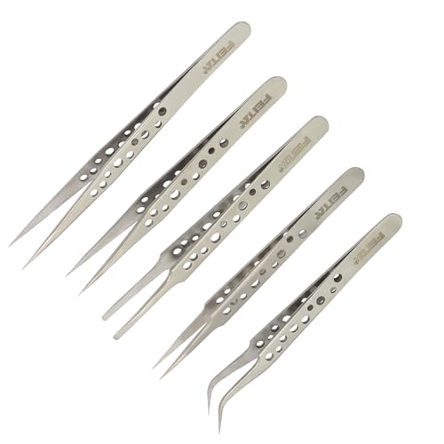 FEITA Precision Tweezer Set - Tweezers for Crafts, Jewelry, Lash Extensions, Electronics & Hobby Tools