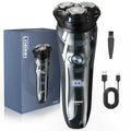 Electric Shaver for Men, 100% Washable Rechargeable Waterproof Electric Razor Wet & Dry Shaving with Pop-up Trimmer, 1 Hour Fast Charging, 4D Floating Head, LCD Power Indicator