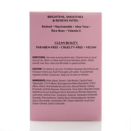 Clinical Results Retinol Wrinkle Rewind Anti Aging Face Lotion Moisturizer For Wrinkles, Age Spots, & Dry Skin - Retinol Night Cream with Aloe Vera, Vitamin E, & Niacinamide, 1.5 Fl Oz