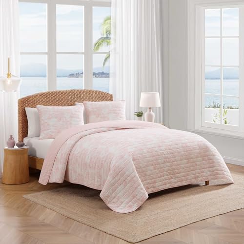 Queen Lightweight Cotton Quilt Set - Tropical Inspired Bedding with Shams