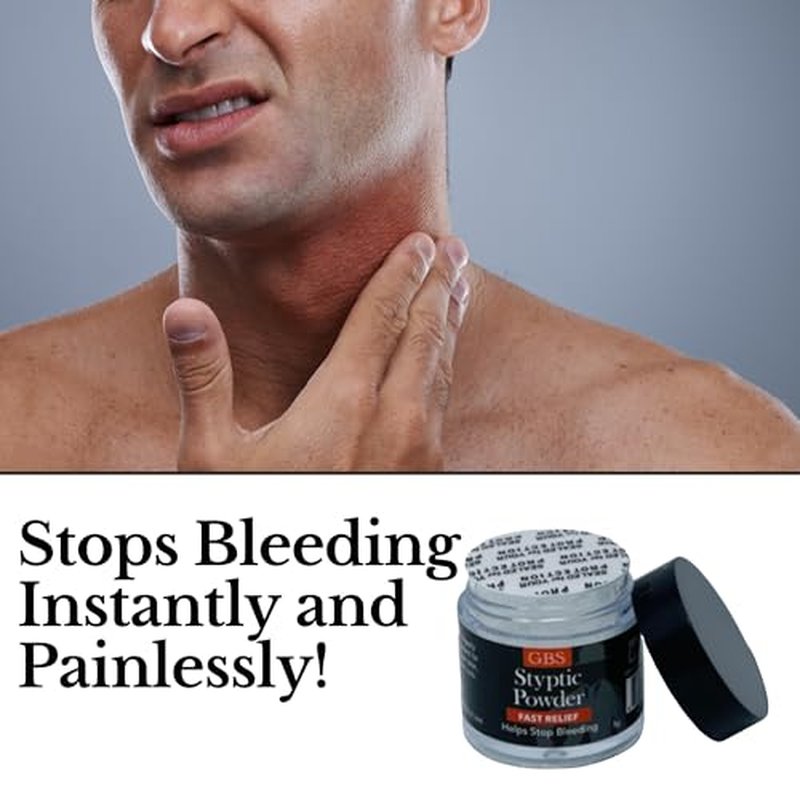 Gents Styptic Powder Vials with Sealed Top Stop Bleeding, First Aid Useful for Minor Cuts, Nosebleeds, Camping Safety Survival Kit (.18 oz) (6)