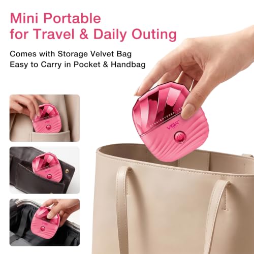 Mini Hair Straightener Comb with 2 Heat Settings - Pink, Portable & Wireless