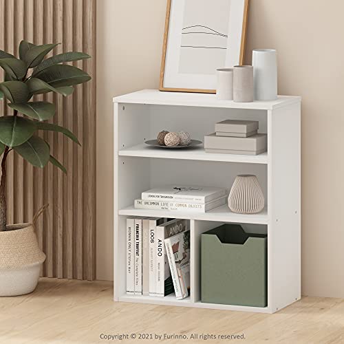 Furinno Pasir 3-Tier Display Bookcase - White, Compact & Modern