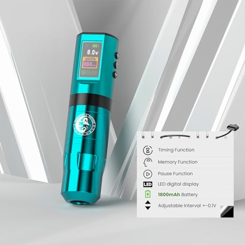Wireless Tattoo Gun Kit - Blue Cordless Ink Pen for Artists & Beginners
