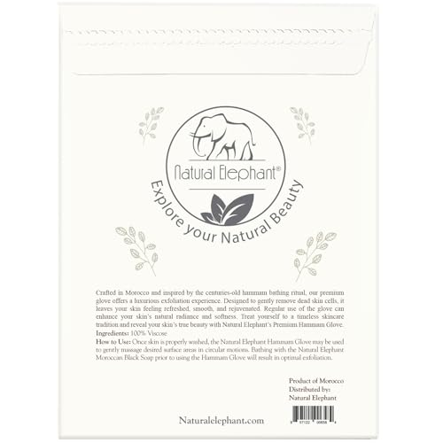 Natural Elephant Premium Kessa Hammam Glove and Moroccan Black Soap with Eucalyptus Essential Oil 200g (7oz) Combo Spa Exfoliation Kit