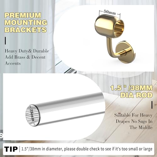 Gold 4FT Acrylic Curtain Rod Set for 48-Inch Windows - Clear Drapery Rod with Brackets