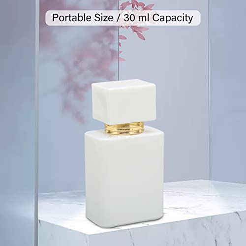 Perfume Atomizer Bottle Refillable Empty Glass Perfume Bottle, 2Pcs Empty Glass Perfume Bottle Large Capacity Golden Nozzle Glass Perfume Bottle Atomizer White 30Ml Refillable Empty Spray Perfume