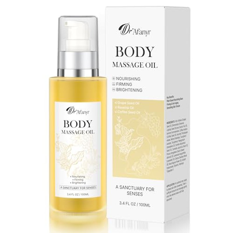 Body Firming Massage Oil ? After Shower Oil Tightening & Brightening Skin Care with Organic Grape Seed and Rosehip Oil, Natural Plant-Based Blend with Aromatherapy Hydration, Vegan & Cruelty-Free