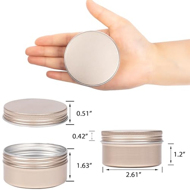 24 Pack 4oz/120ml Screw Top Aluminum Tin Jars with Screw Lids and Blank Labels - Refillable 120ml Metal Containers for Lip Balms, Candles, Salves, Spices, Crafts(Champagne)