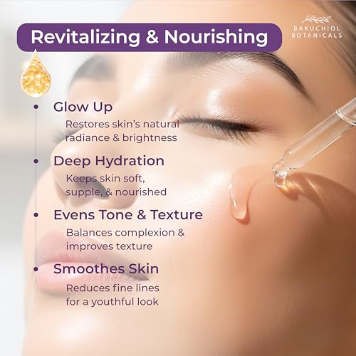 Bakuchiol Botanicals Plant-Based Face Serum 1.7oz – Natural Retinol Alternative, Even Skin Tone & Diminish Blemishes
