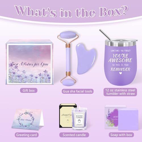 Gifts for Women, Spa Self Care Get Well Soon Gifts with Gua Sha Facial Tools, Thank You Gift for Wife, Coworkers, Friends, Gift Basket for Birthday Anniversary, Mother's Day, Thanksgiving, Christmas
