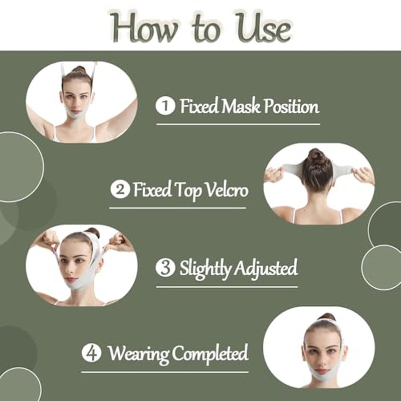 Generic Face Lift Mask, Reusable Face Tape, 2024 New V-Wire Lift Mask, Double Chin Lift Bandage, V-Mask Sagging, Ice Silk Breathable Face Lift for Men and Women, Green, 6.45×1.18×4.72 Inch