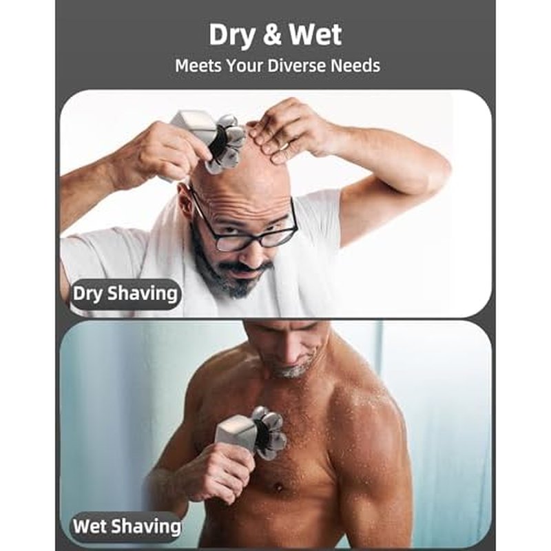 7D Electric Bald Shaver - 5-in-1 Dry/Wet Men's Head Shaver with Led Display & IPX7 Waterproof, Detachable, Rechargeable Razor