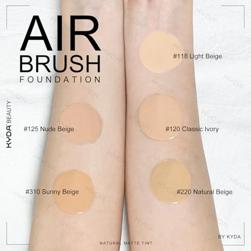 KYDA AirBrush Foundation Spray, Silky Foundation Mist Makeup, Flawless Coverage for Smooth Creamy Nude Finish, Breathable Blendable Lasting Formula, Moisturizing Makeup Primer-#220 Natural Beige