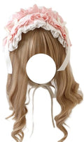 Gothic Lolita Headband Hair Accessories Bow Maid Headdress for Cosplay - White & Pink