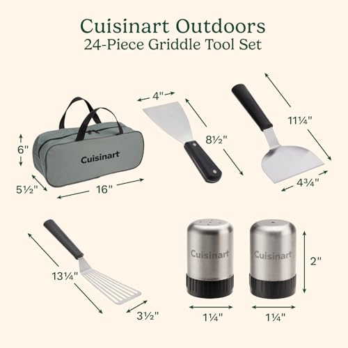24-Piece Griddle Utensil Set with Storage Tote - Stainless Steel BBQ & Flat Top Grill Accessories