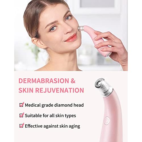 NEWDERMO 2-in-1 Microdermabrasion Machine for Facial, Diamond Microdermabrasion Device USB Rechargeable (Pink) with Microdermabrasion Machine Pro(White)