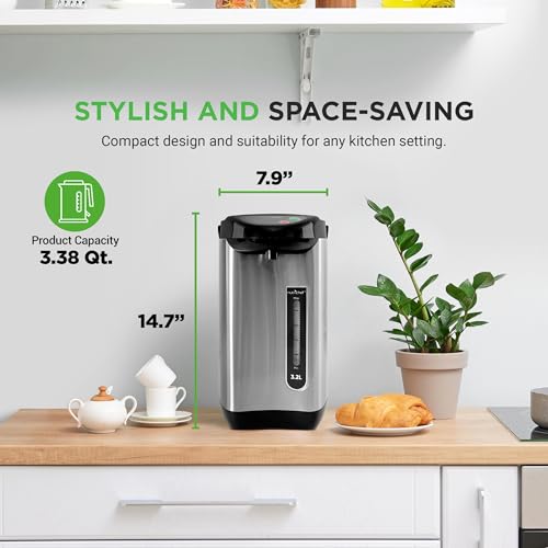 NutriChef 3.4 Quart Insulated Electric Hot Water Dispenser & Boiler