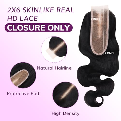 12 Inch Body Wave Lace Closure - HD Transparent Swiss Lace, Human Hair, Natural Black