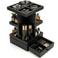4-Tier Rotating Cologne Organizer for Men with Drawer - Modern Black
