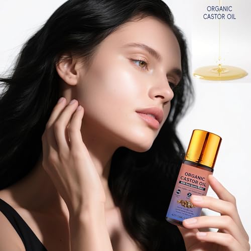 Organic Castor Oil Roll-On with Rose Quartz Roller for Hair & Skin - 1pcs
