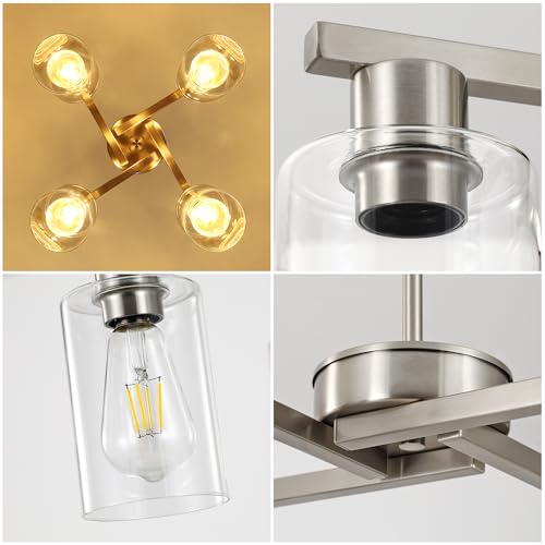 Nickel 4-Light Modern Glass Pendant Chandelier - D18 Variation