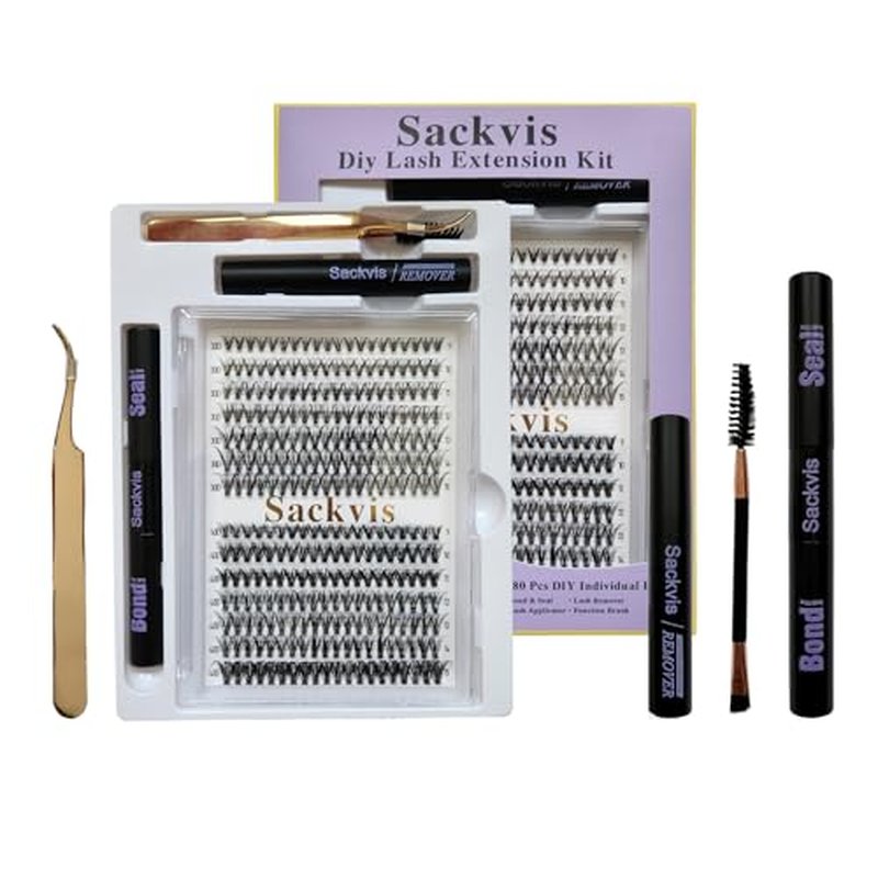 Diy Lash Clusters Kit 280pcs Cluster Lashes D Curl Eyelash Extensions Individual With Lash Bond and Seal Eyelash Brush Eyelash Tweezers Wispy Soft Extensions At Home(30D&40D 0.07D 9-16mm Mix)