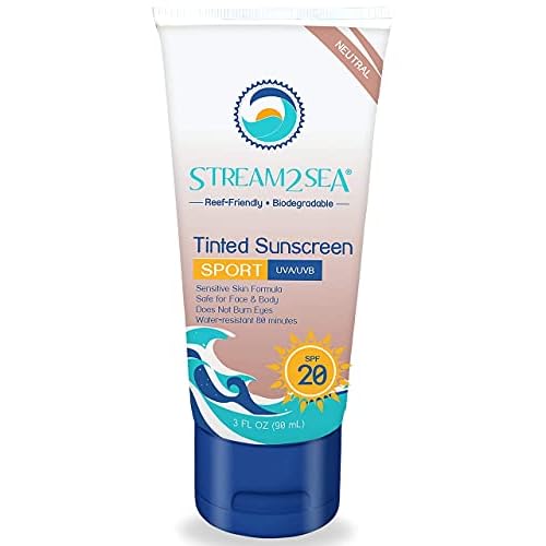 STREAM 2 SEA SPF 20 Tinted Mineral Sunscreen and Squalane Oil for for Moisturized Skin and Hair with Vitamin E - Natural Protection and Hydration for Skin - Reef Safe and Paraben Free.