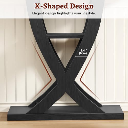 Black 31.5-Inch Entryway Console Table with 3 Shelves and X-Frame Design