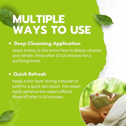 Green Tea Matcha Mud Mask 3-Pack with Volcanic Clay & Aloe Vera - Hydrating Facial Mask