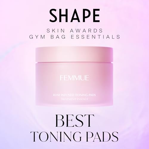 FEMMUE Rose Infused Face Toning Pads (60 Pack) | Daily Exfoliating Toner Cotton Rounds with Rose Water | Korean Skin Care