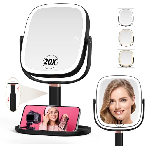 Mocado Lighted Makeup Mirror with 1X/20X Magnification - Black
