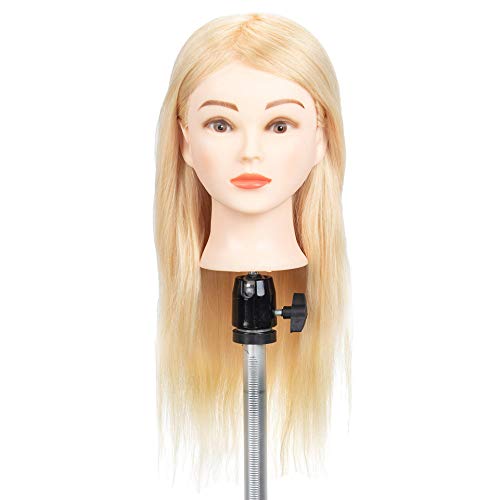 18-Inch Blonde Human Hair Mannequin Head for Hair Styling Practice and Dying