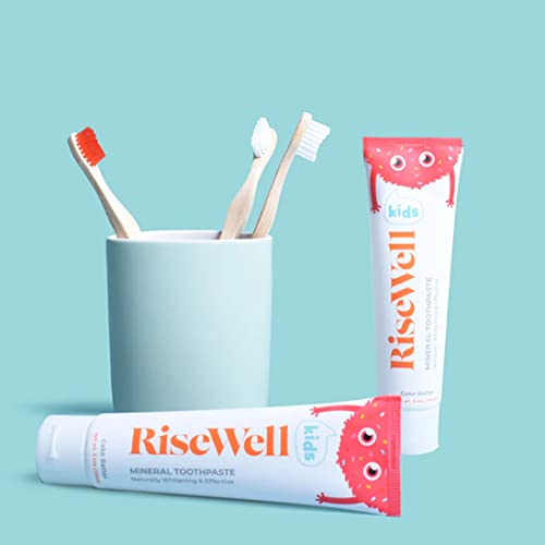 RiseWell Kids Hydroxyapatite Toothpaste - Fluoride-Free, Cake Batter Flavor, Safe to Swallow, Natural Remineralizing Oral Care