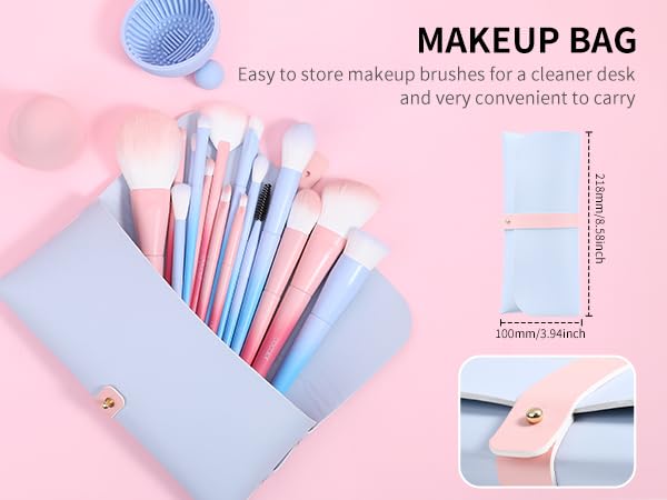 Docolor Fantasy Series Ⅲ Makeup Brush Set with Sponge & Bag – 16+3 Pcs Professional Face & Eye Brushes