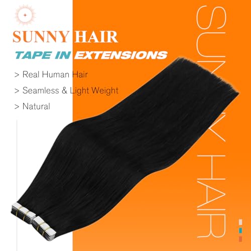 Sunny Hair Tape-in Hair Extensions - 12 Inch Jet Black, 10pcs, 22.# 1 Variation