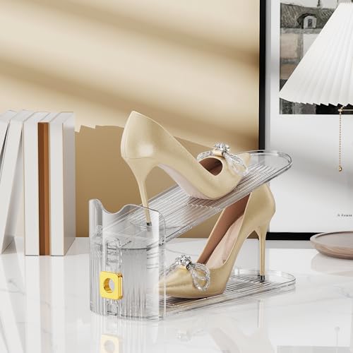 Gold Shoe Slot Organizer 36 Pack Double Layer Stack Shoe Rack Space Saver