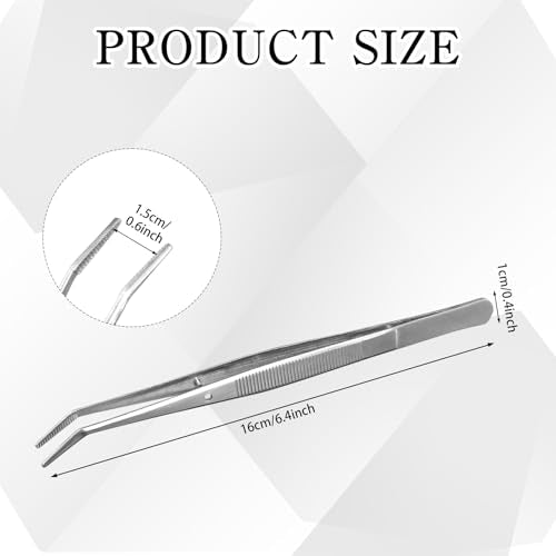 36 Pcs Stainless Steel Tweezers Multipurpose Sewing Machine Forceps Bulk with Curved Serrated Tip for Crafting (Silver)