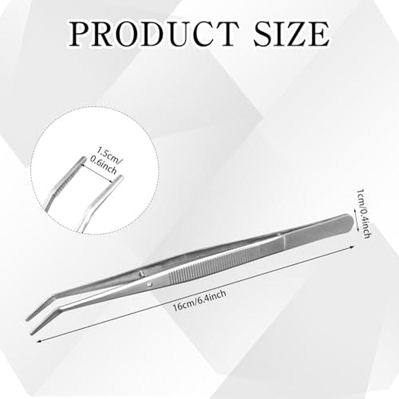 36 Pcs Stainless Steel Tweezers Multipurpose Sewing Machine Forceps Bulk with Curved Serrated Tip for Crafting (Silver)