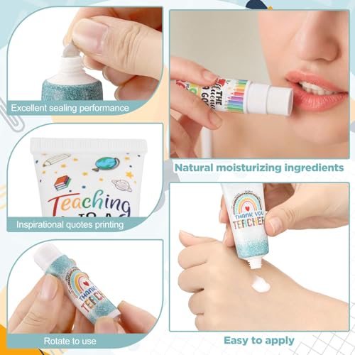 Teacher Appreciation Lip Balm & Hand Cream Gift Set - 60 Pieces, 5 Styles, Travel Size, Bulk