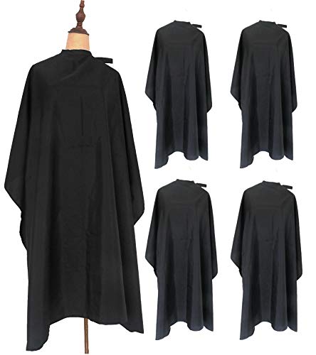 5PCS Waterproof Haircut Capes for Salon & Barber Use - Black