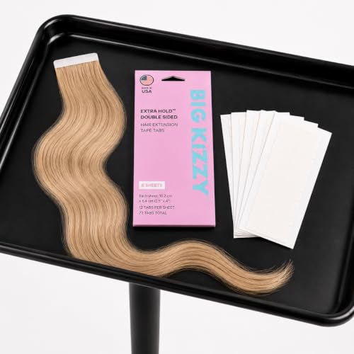 Big Kizzy Double Sided Hair Extension Tape - Extra Hold, 144 Tabs (Replacement for Tape Ins)