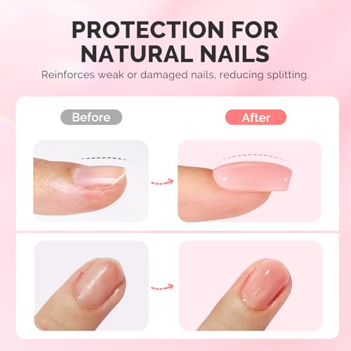 Builder Gel Set - Clear, Jelly, Nude Pink & 6 Colors - Versatile Nail Extension & Thickening