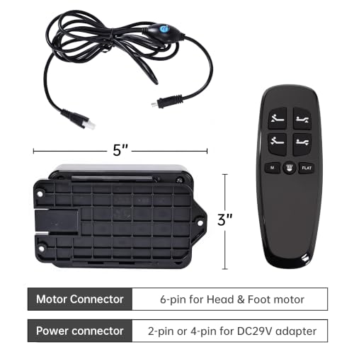 Skuehod HJC25 Adjustable Bed Control Box with Wireless Remote Replacement